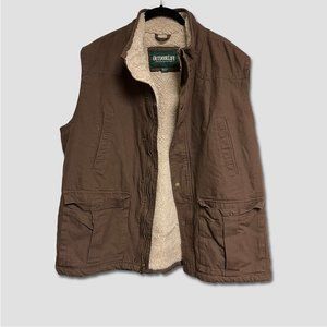 Outdoor Life Men's Sleeveless Zip-Up Vest - Brown w/ Sherpa Lining